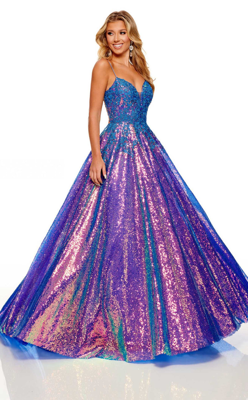 Rachel Allan 70243 Dress Royal-Iridescent