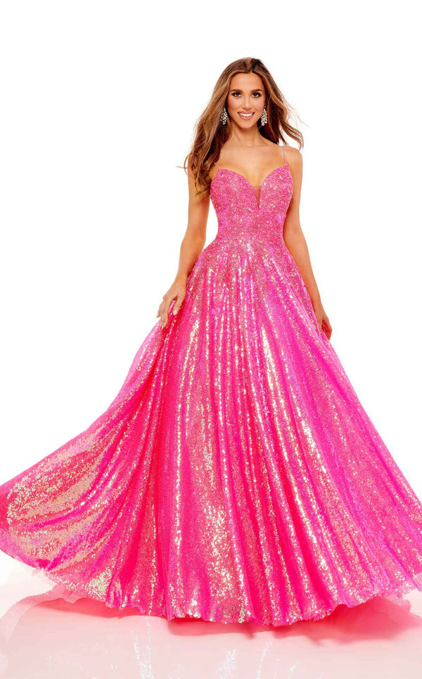 Rachel Allan 70243 Dress Hot-Pink