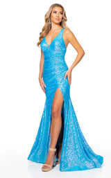 3 of 6 Rachel Allan 70245 Dress Neon-Ocean-Blue