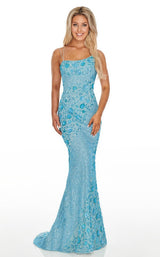 1 of 8 Rachel Allan 7033 Dress Aqua