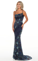 2 of 8 Rachel Allan 7033 Dress Navy-Multi