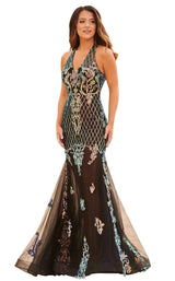 1 of 12 Rachel Allan 7035 Dress Black-Iridescent