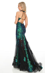 6 of 12 Rachel Allan 7035 Dress Teal-Iridescent