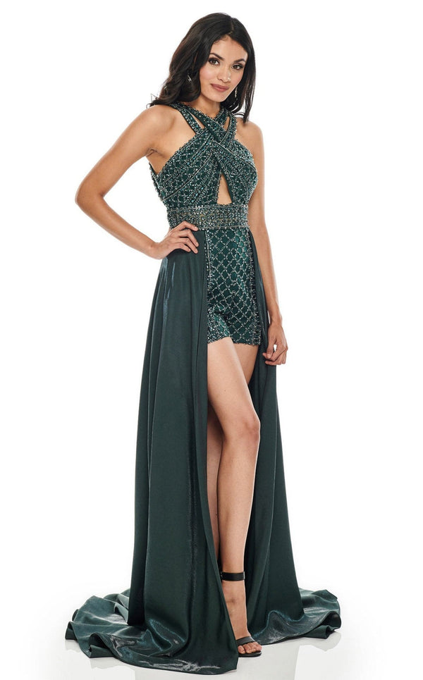 Rachel Allan 7039 Dress Hunter-Green