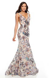 2 of 8 Rachel Allan 7045 Dress Nude-Multi