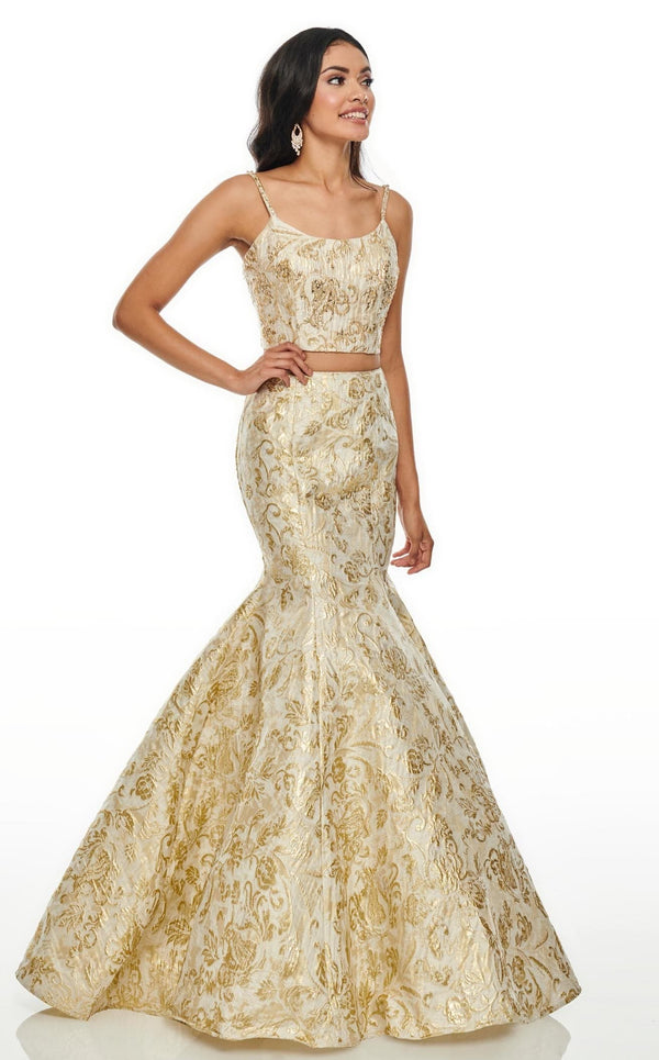 Rachel Allan 7050 Dress Ivory-Gold