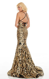 3 of 8 Rachel Allan 7052 Dress Black-Gold