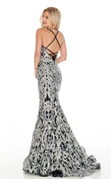 4 of 8 Rachel Allan 7052 Dress Black-Silver