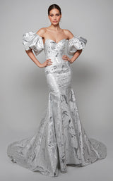 2 of 10 Alyce 7055 Dress Ivory-Silver