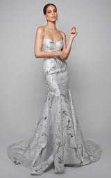 6 of 10 Alyce 7055 Dress Ivory-Silver