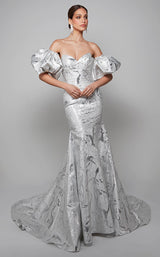 3 of 10 Alyce 7055 Dress Ivory-Silver