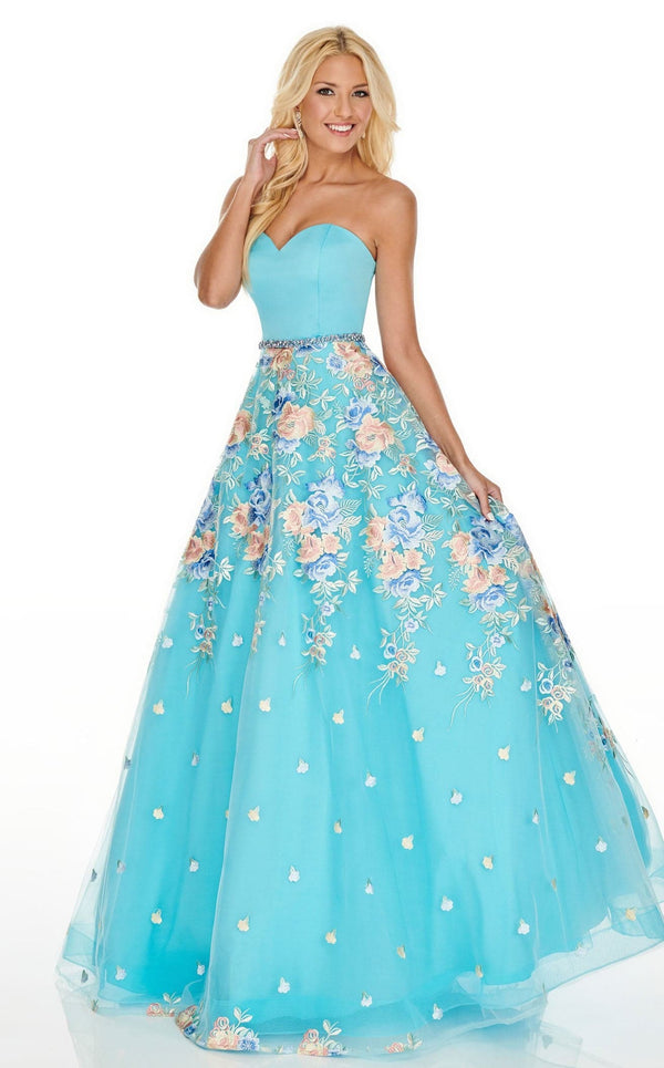 Rachel Allan 7063 Dress Aqua-Multi