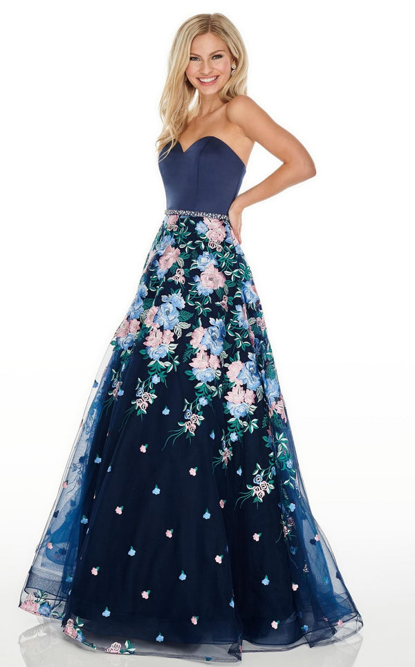 Rachel Allan 7063 Dress Navy-Multi