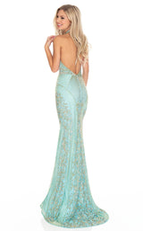 4 of 12 Rachel Allan 7077 Dress Aqua-Gold