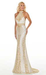 3 of 12 Rachel Allan 7077 Dress White-Gold