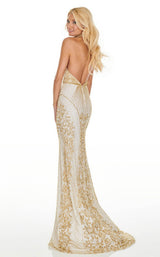 6 of 12 Rachel Allan 7077 Dress White-Gold