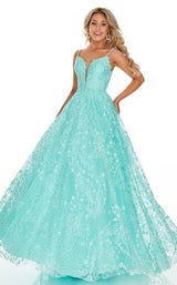 1 of 12 Rachel Allan 7078 Dress Aqua-Green