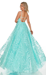 4 of 12 Rachel Allan 7078 Dress Aqua-Green