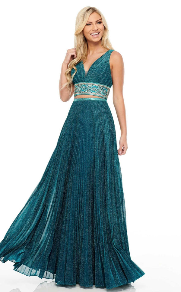 Rachel Allan 7099 Dress Ocean-Blue