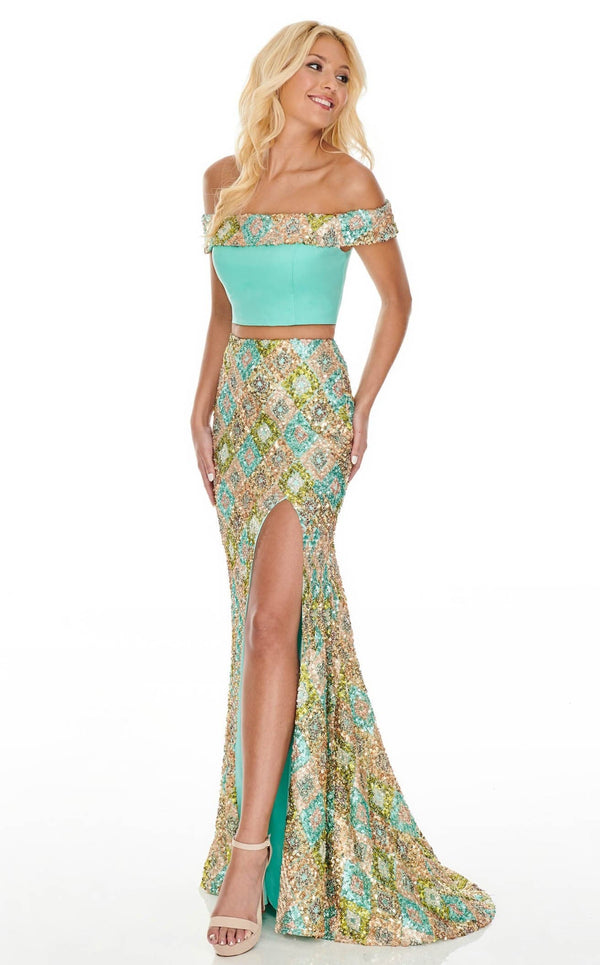 Rachel Allan 7101 Dress Aqua