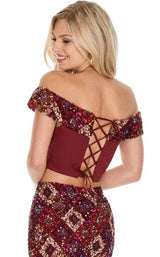 7 of 8 Rachel Allan 7101 Dress Burgundy