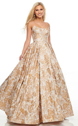 1 of 8 Rachel Allan 7104 Dress Gold