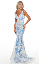 2 of 12 Rachel Allan 7105 Dress Periwinkle-White
