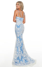 5 of 12 Rachel Allan 7105 Dress Periwinkle-White
