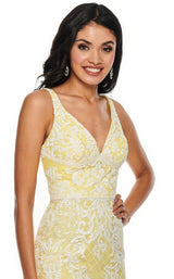 9 of 12 Rachel Allan 7105 Dress Yellow-White
