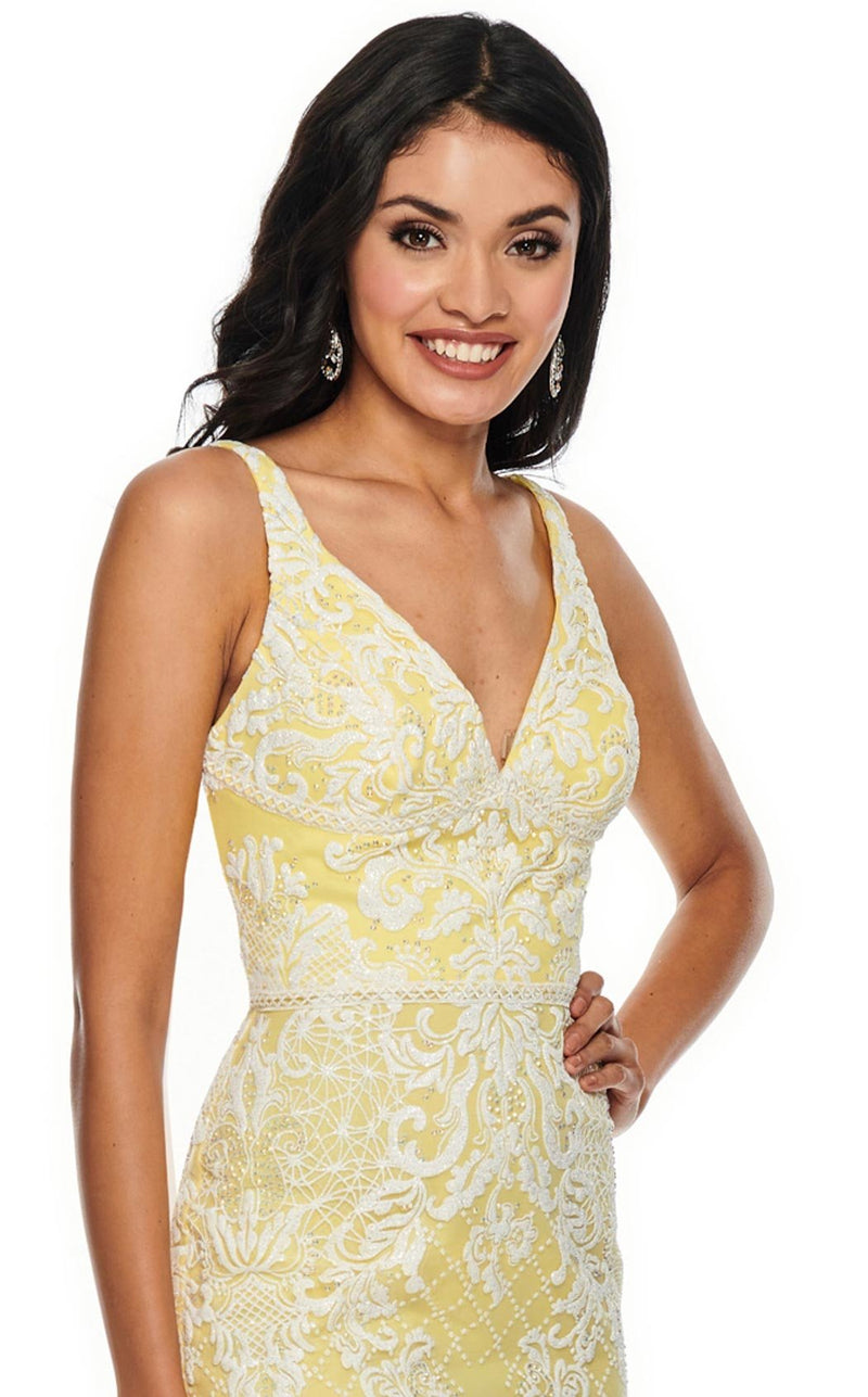 Rachel Allan 7105 Dress Yellow-White
