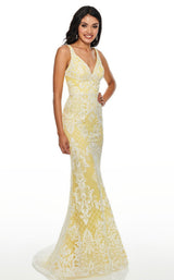 3 of 12 Rachel Allan 7105 Dress Yellow-White
