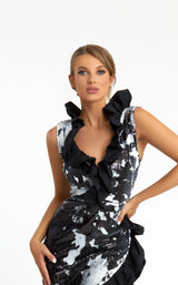 2 of 2 Nicole Bakti 7105 Dress Black-White