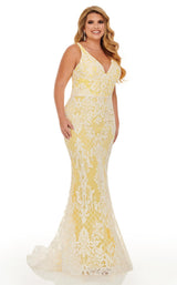 3 of 12 Rachel Allan Curves 7105W Dress Yellow-White