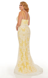 6 of 12 Rachel Allan Curves 7105W Dress Yellow-White