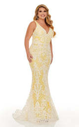 3 of 6 Rachel Allan 7105W Dress Yellow-White