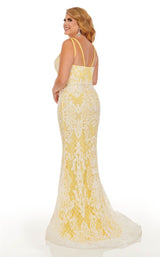 6 of 6 Rachel Allan 7105W Dress Yellow-White