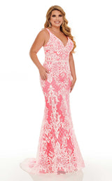 1 of 6 Rachel Allan 7105W Dress Neon-Pink-White