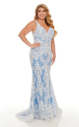 2 of 6 Rachel Allan 7105W Dress Periwinkle-White