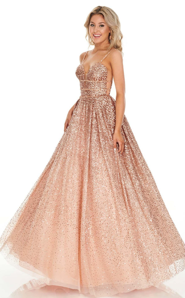 Rachel Allan 7107 Dress Rose-Gold