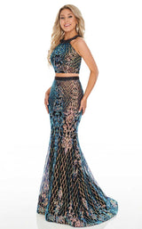 1 of 12 Rachel Allan 7110 Dress Black-Iridescent