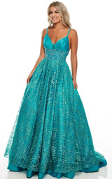 1 of 8 Rachel Allan 7111 Dress Jade