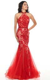 4 of 16 Rachel Allan 7123 Dress Red-Nude