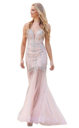 1 of 8 Rachel Allan 7126 Dress Blush