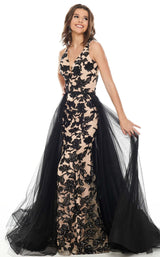 1 of 8 Rachel Allan 7130 Dress Black-Nude