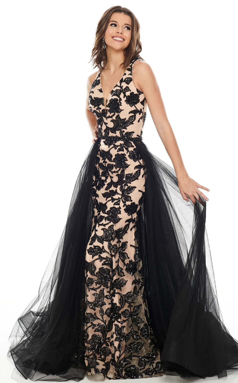 Rachel Allan 7130 Dress Black-Nude