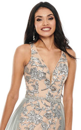 6 of 8 Rachel Allan 7130 Dress Silver-Nude