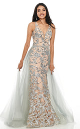 2 of 8 Rachel Allan 7130 Dress Silver-Nude