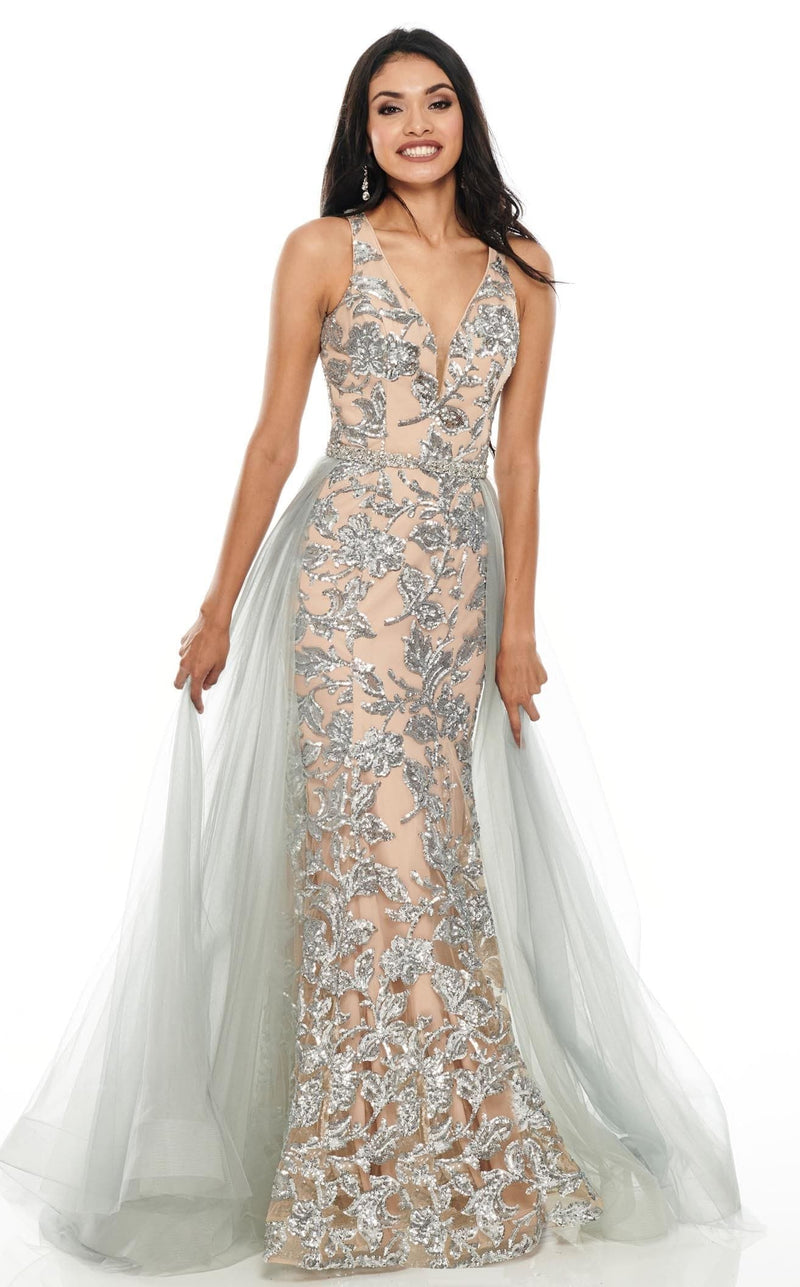 Rachel Allan 7130 Dress Silver-Nude