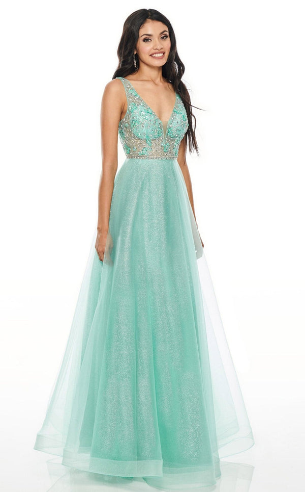 Rachel Allan 7136 Dress Aqua