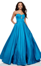 2 of 17 Rachel Allan 7139 Dress Ocean-Blue